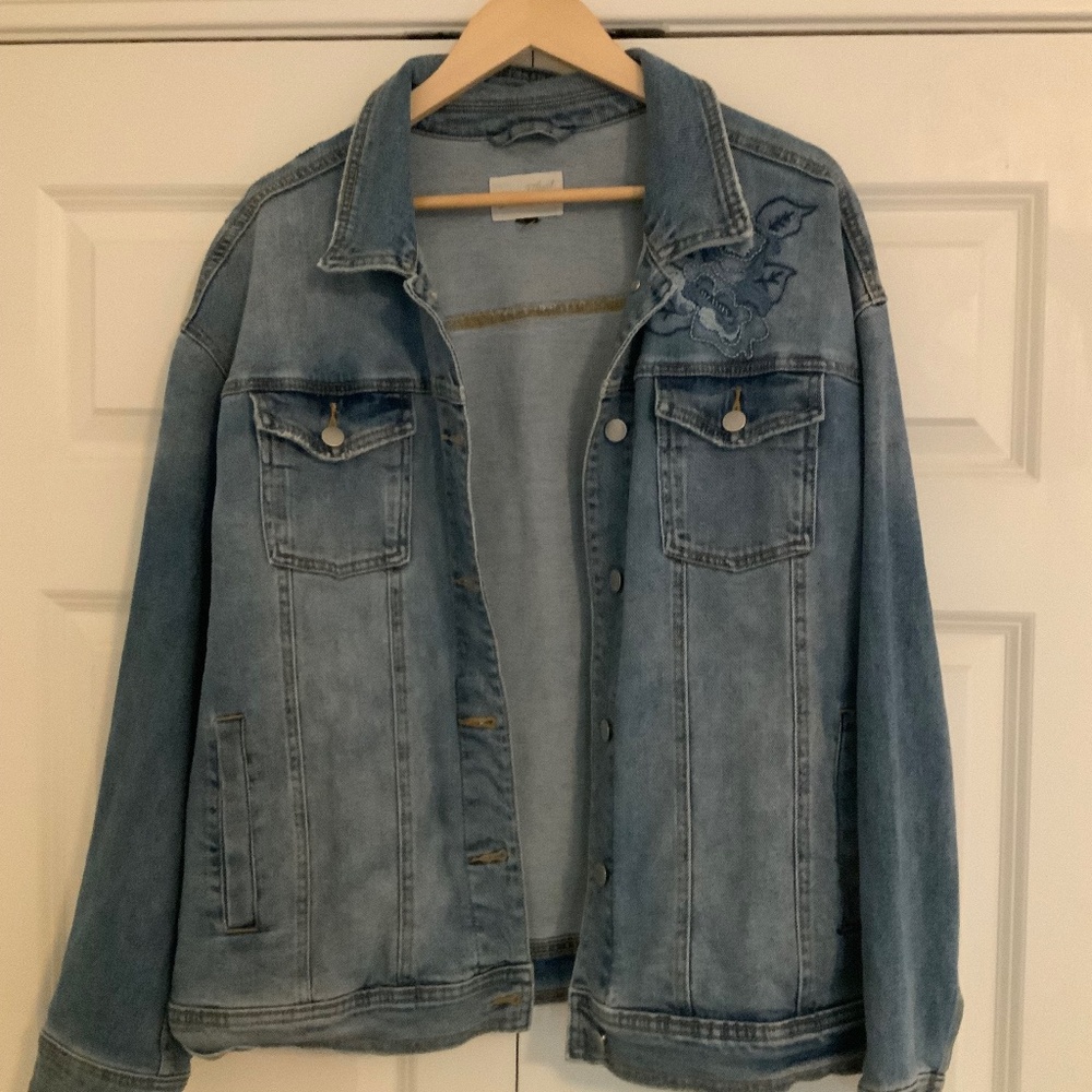 Universal thread embroidered denim jacket